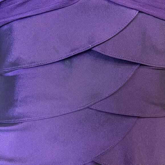 Adrianna Papell Tiered Ruffle‎ Metallic Iridescent Silk Purple Dress Women's 8 - Picture 16 of 16